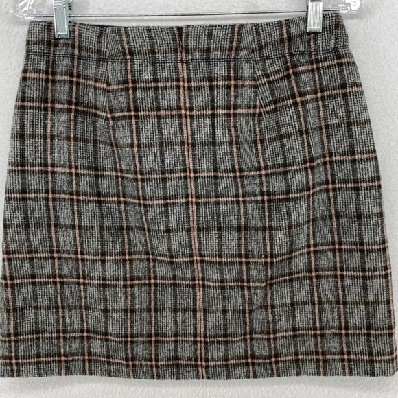 Loft Grey and Pink Academia Career Tartan plaid wool blend skirt plus size 16 - Picture 2 of 8